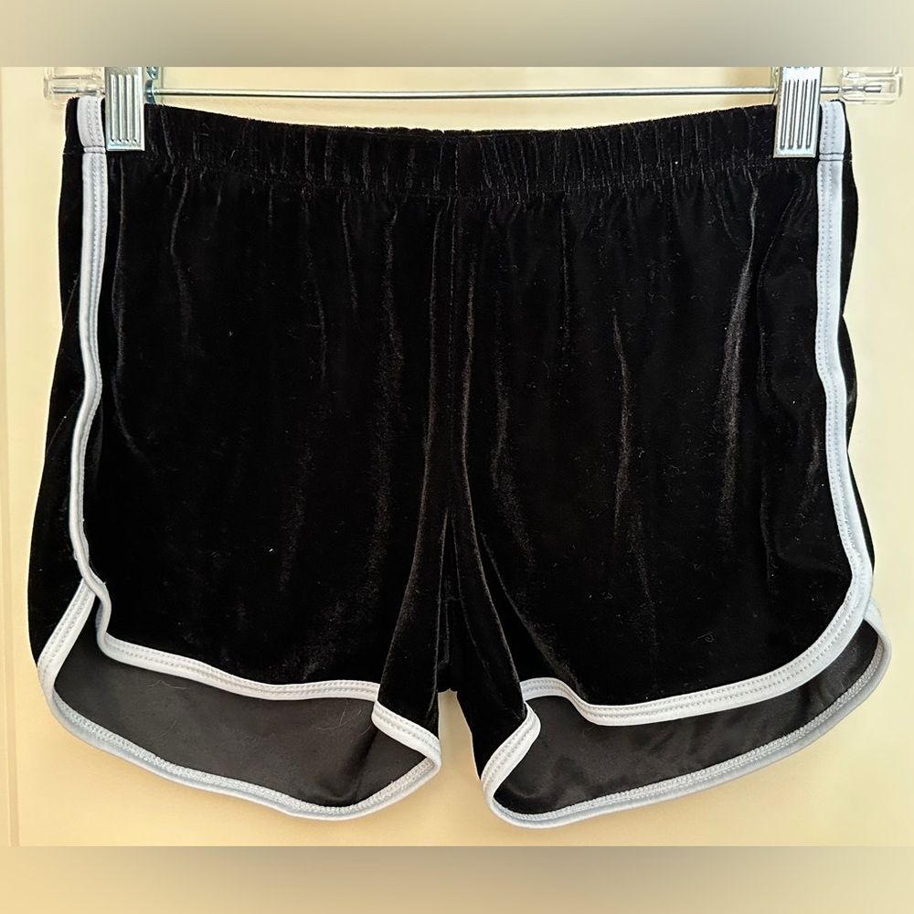 Haley & June Velour Black White Seams Shorts Women's Sz Small